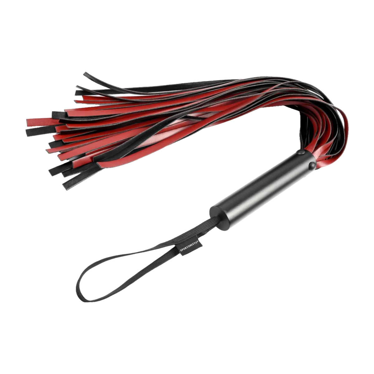Sportsheets Saffron Flogger czarno-czerwony, uchwyt, pejcz